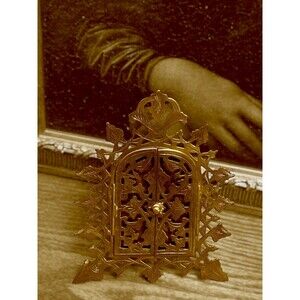 19th Century Moroccan French Style Easel Metal Photo Frame  Swing Doors To Photo